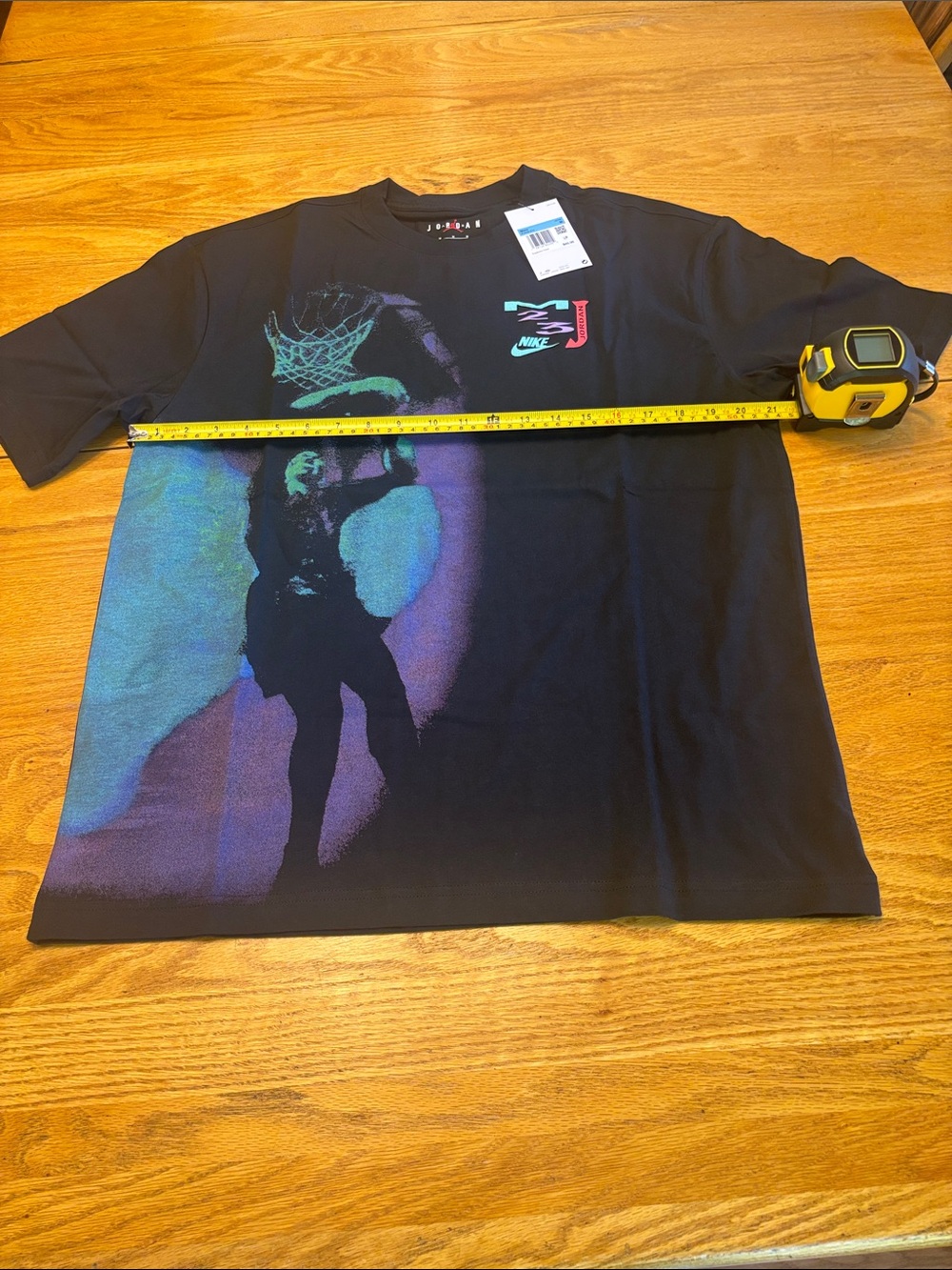 Nike Black Jordan T-Shirt with Purple & Teal Dunk Graphic NWT - Picture 8 of 9
